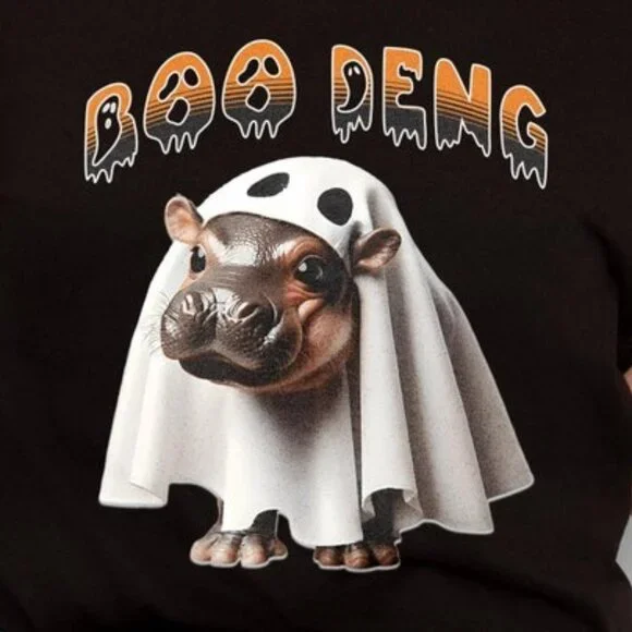 Halloween Funny Tee, Unisex Bella Canvas T-Shirt, Ghost Pygmy Hippo Tee - Picture 2 of 4